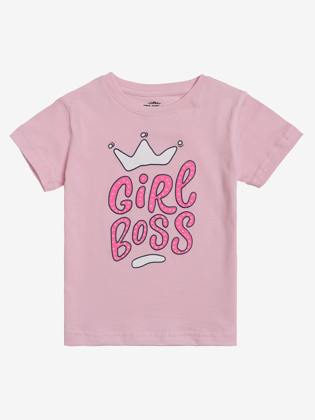 

DYCA Girls Typography Printed Round Neck Cotton T-shirt, Pink