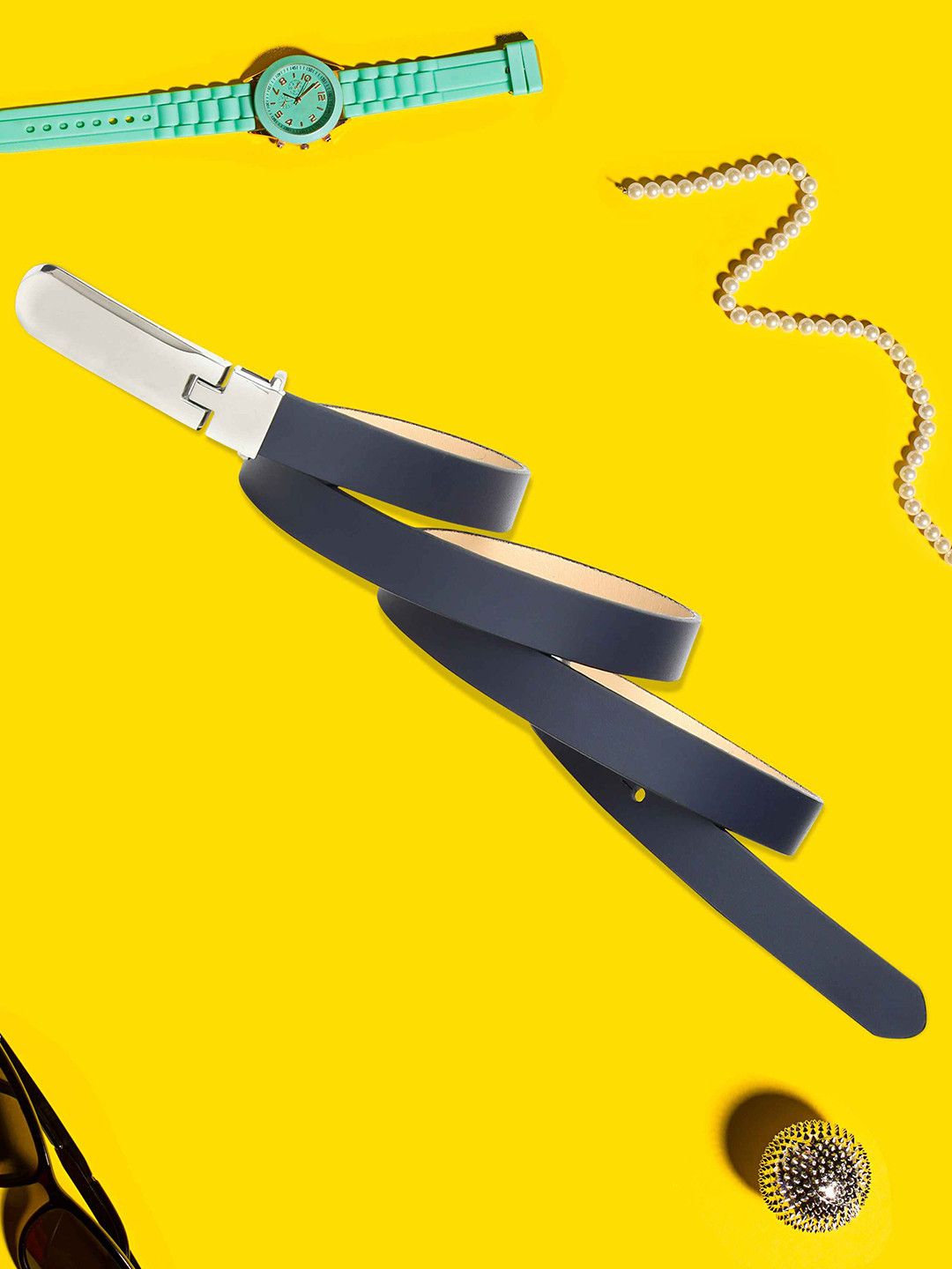 

DressBerry Women Leather Formal Belt, Navy blue