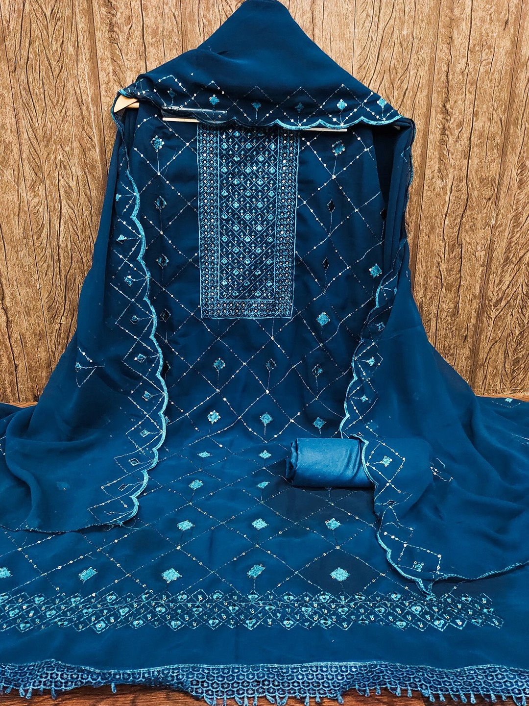 

LeeliPeeri Designer Embroidered Unstitched Dress Material, Blue