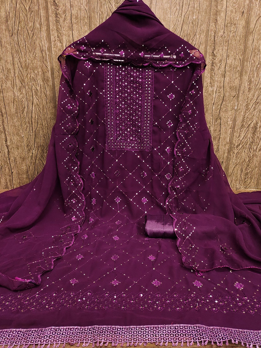

LeeliPeeri Designer Embroidered Unstitched Dress Material, Maroon