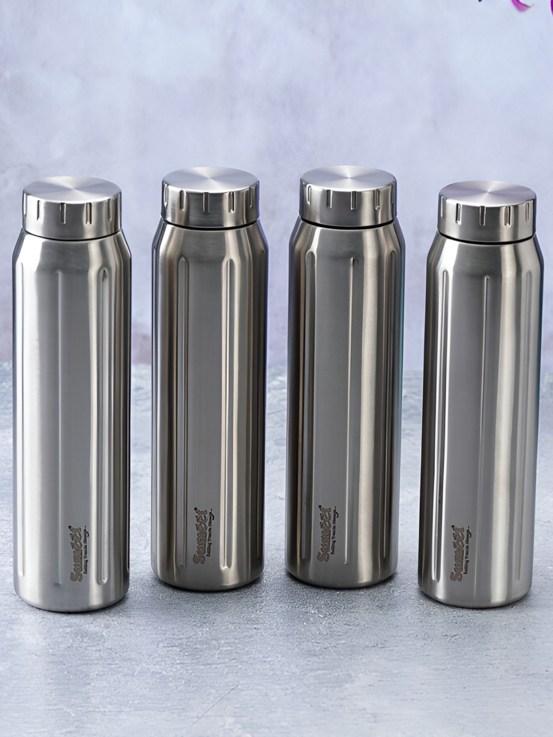 

Sumeet 4 Pieces Stainless Steel Double Wall Vacuum Flask Water Bottles 900 ml Each, Silver