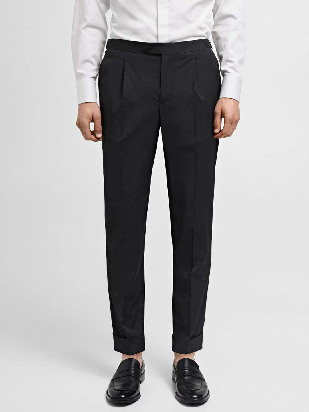 

MANGO MAN Slim Fit Pleated Trousers, Black