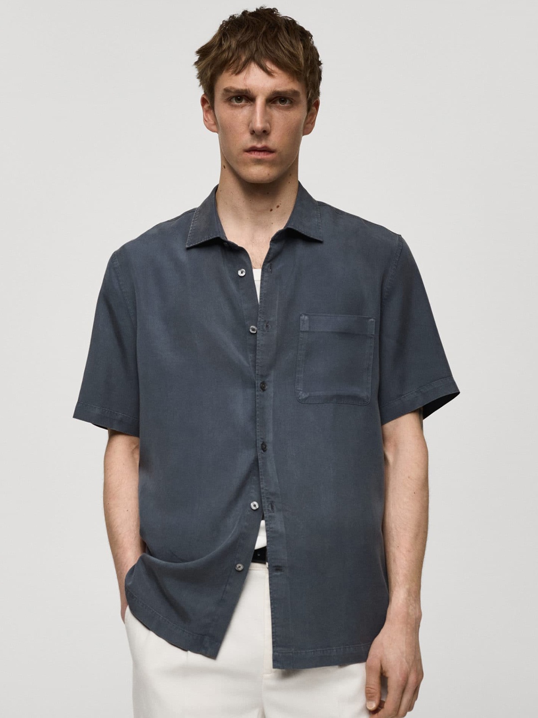 

MANGO MAN Opaque Casual Shirt, Charcoal