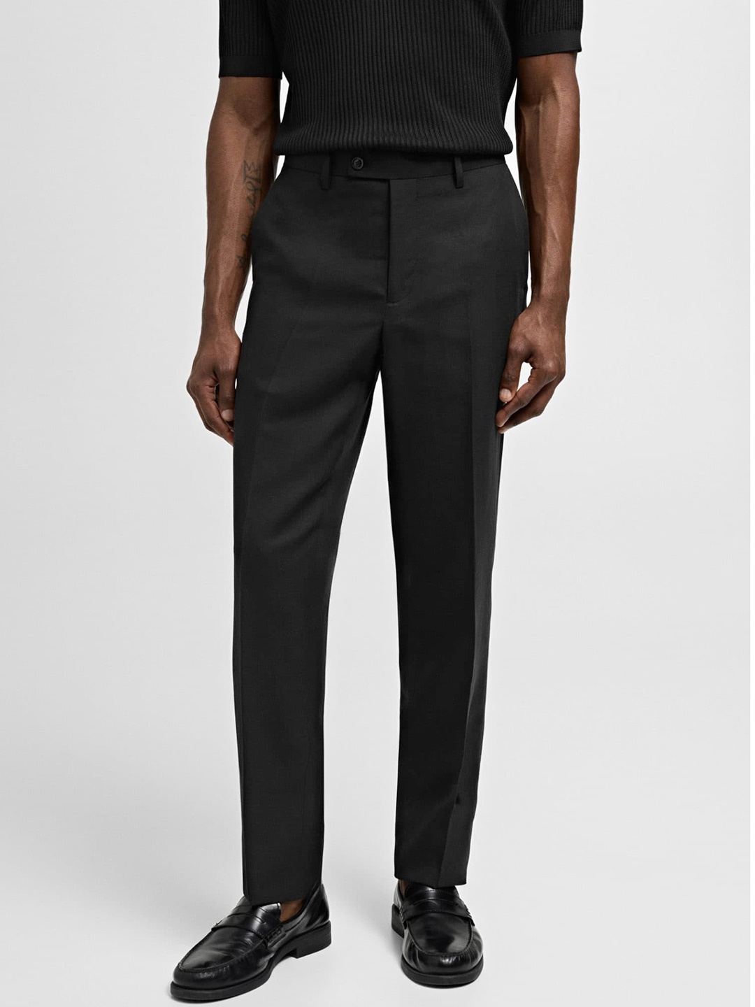 

MANGO MAN Slim Fit Trousers, Black