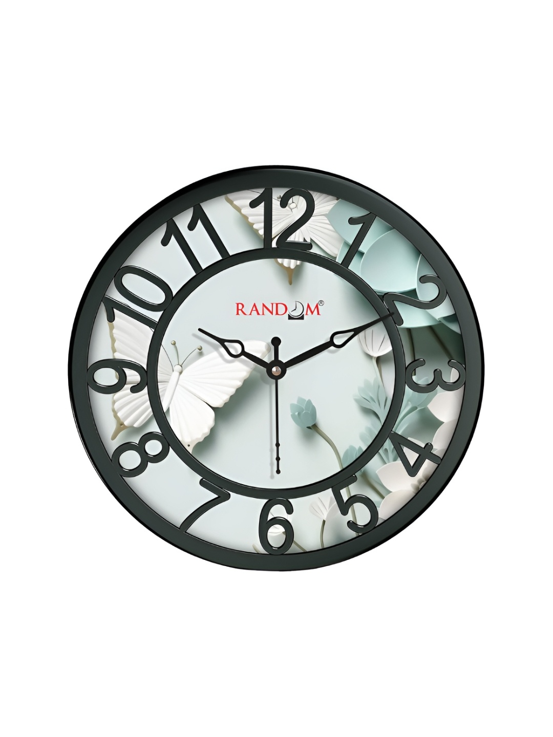 

RANDOM Black & Green Printed Round Shaped Contemporary Wall Clock