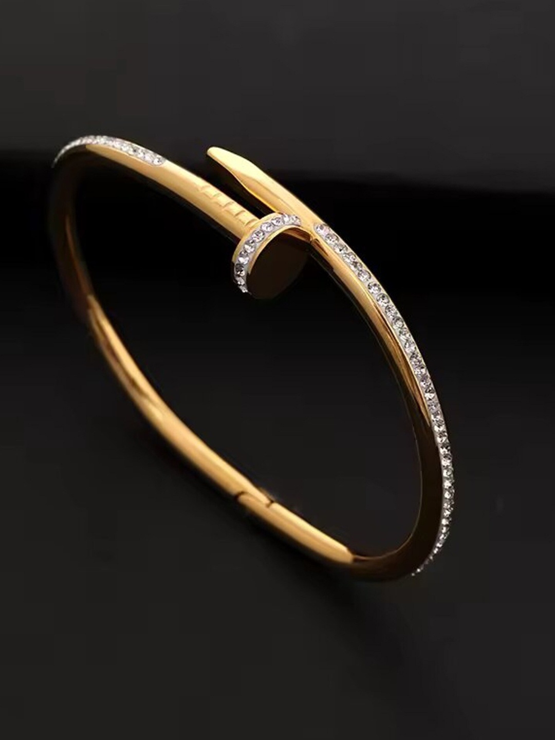 

Fashion Frill Cubic Zirconia Gold-Plated Bangle-Style Bracelet