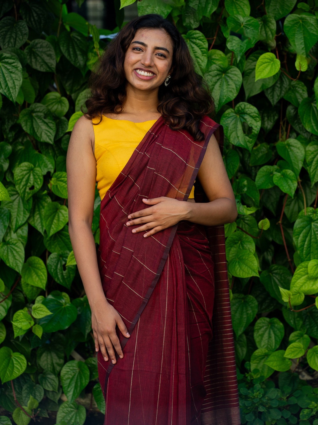 

I LOVE SAREES Striped Saree, Maroon