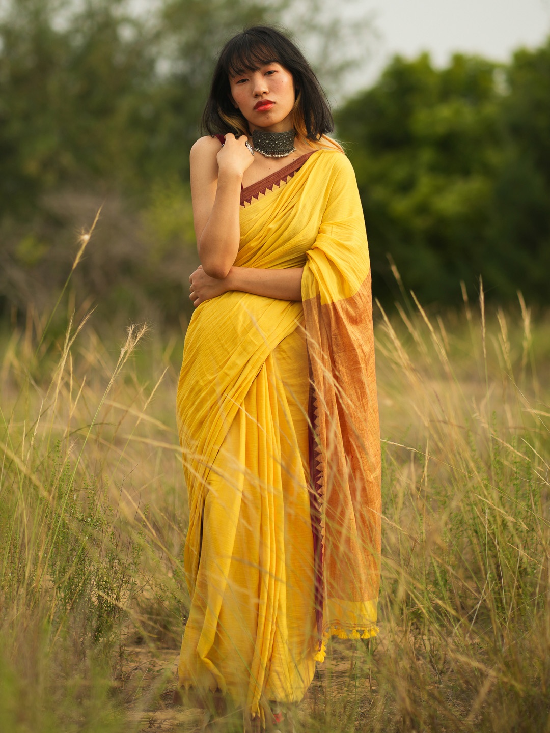 

I LOVE SAREES Pure Cotton Saree, Yellow