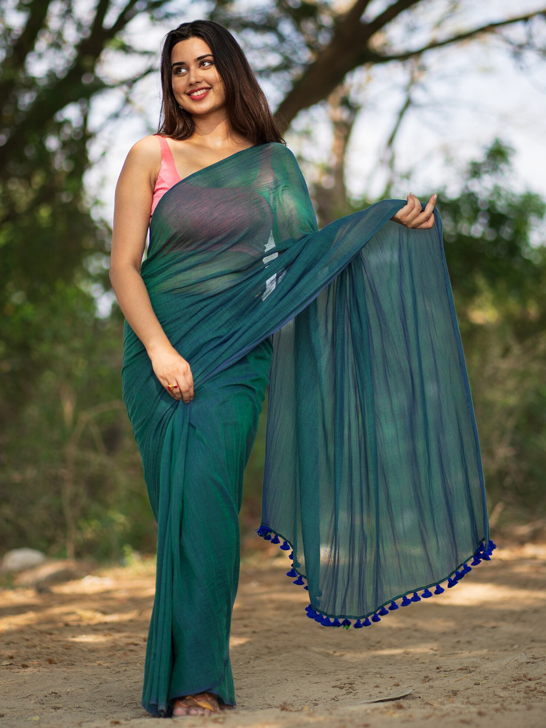 

I LOVE SAREES Pure Cotton Saree, Green