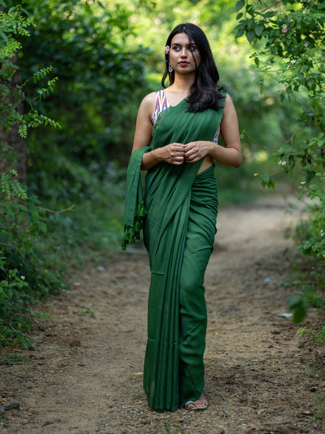 

I LOVE SAREES Pure Cotton Saree, Green