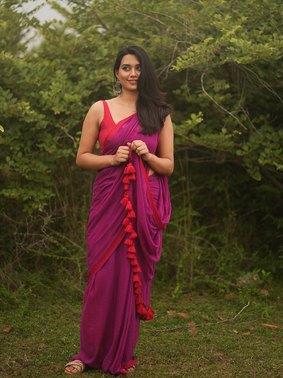 

I LOVE SAREES Pure Cotton Saree, Magenta