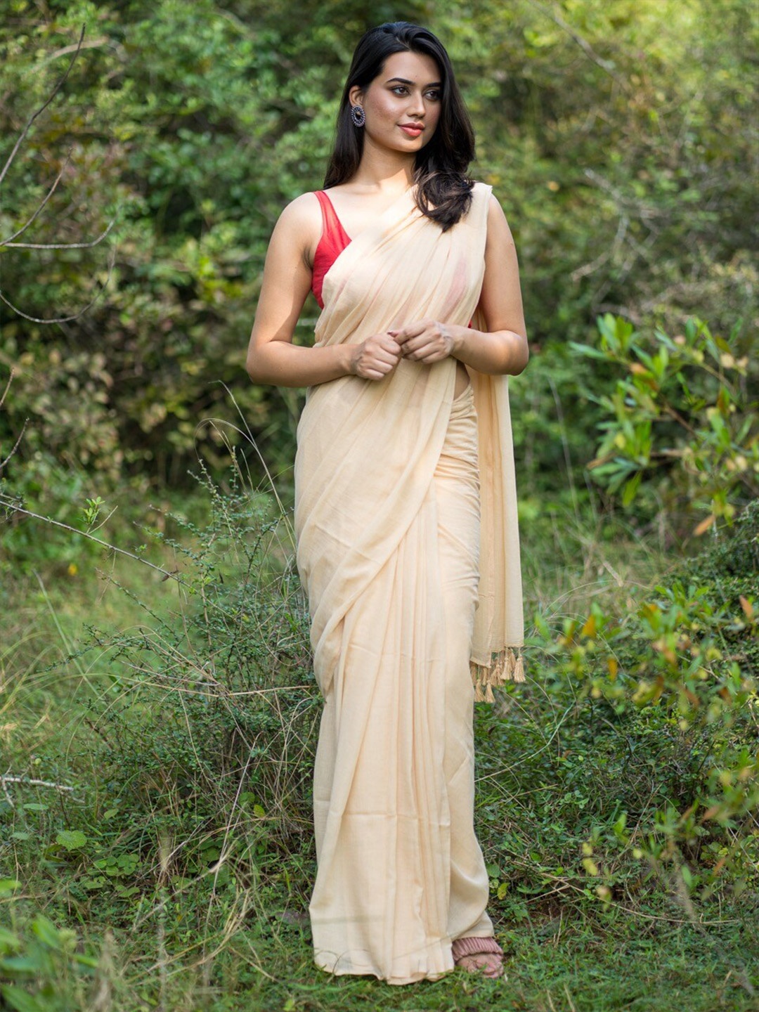 

I LOVE SAREES Pure Cotton Saree, Beige