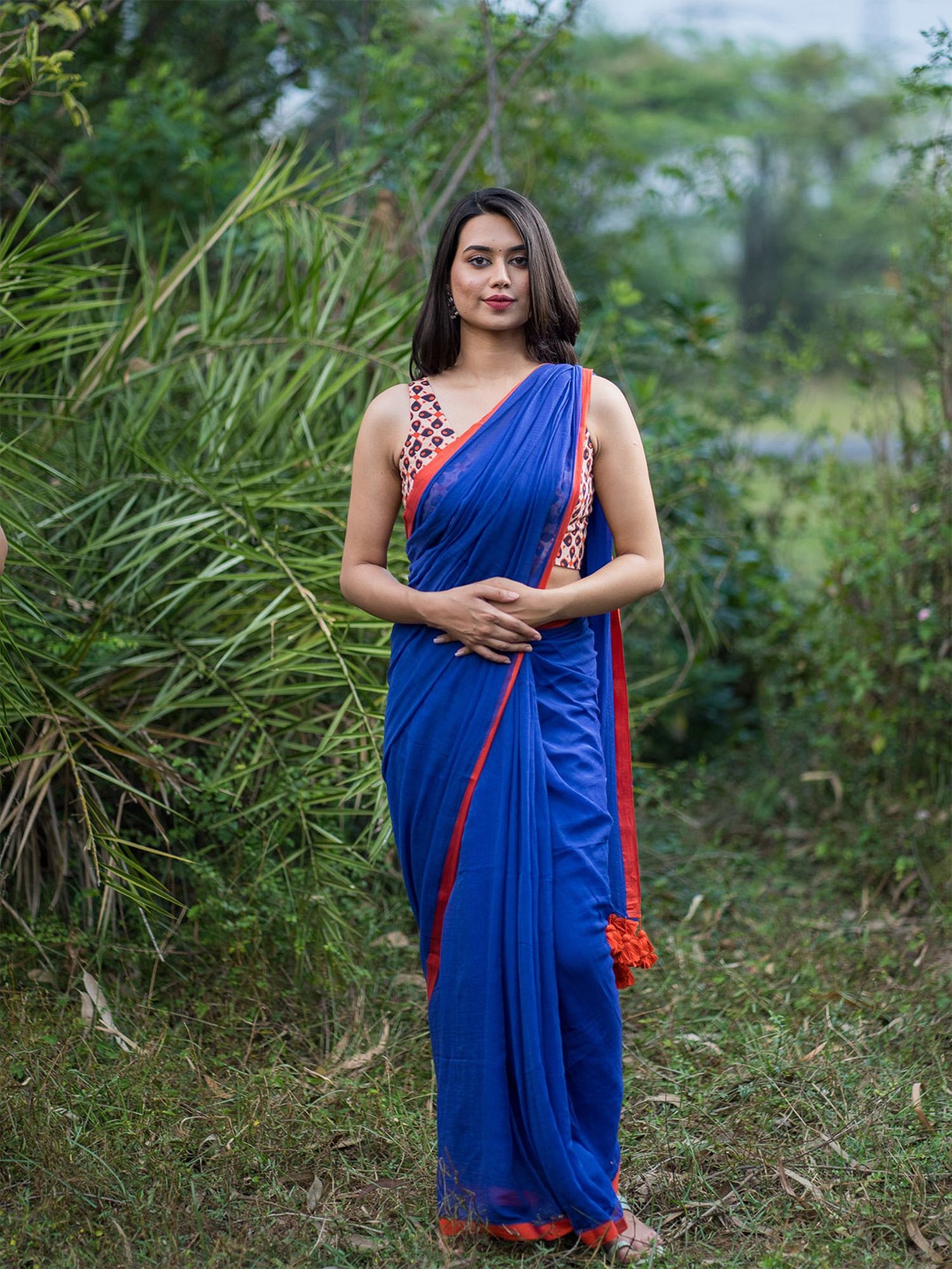 

I LOVE SAREES Pure Cotton Saree, Navy blue