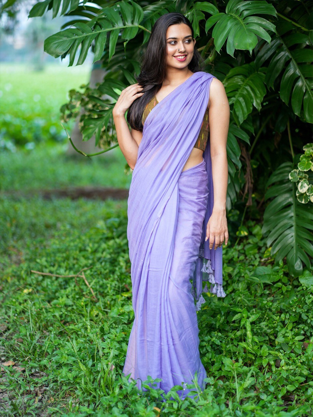 

I LOVE SAREES Pure Cotton Saree, Lavender