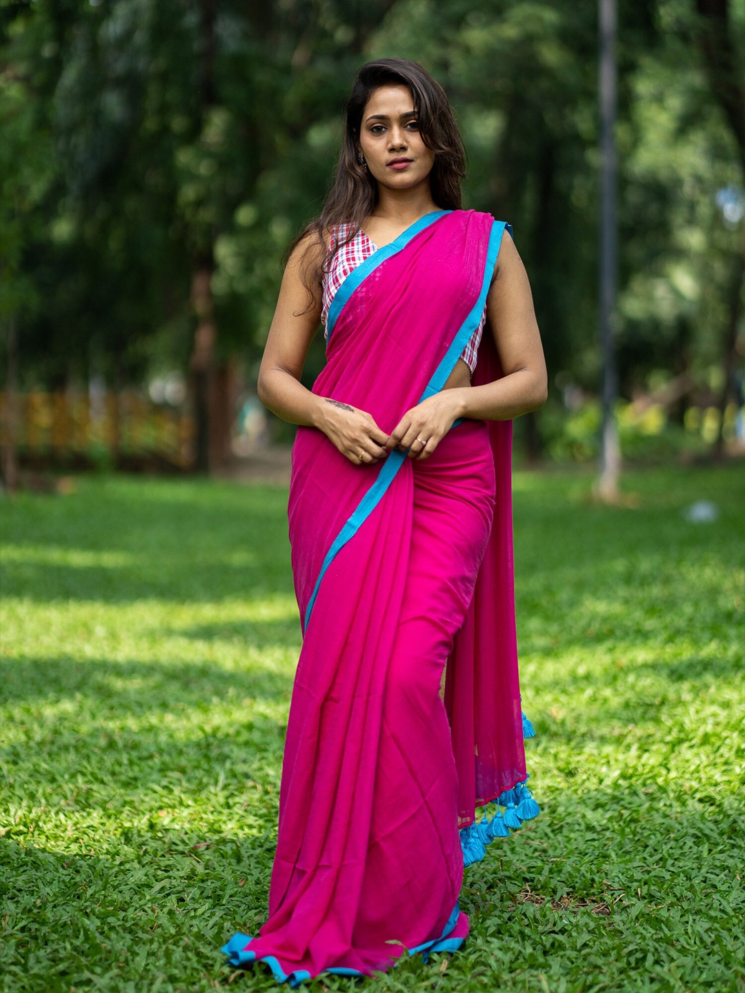 

I LOVE SAREES Pure Cotton Saree, Pink
