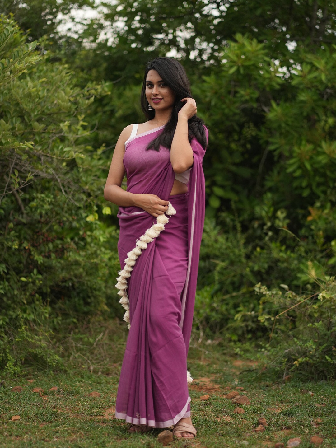 

I LOVE SAREES Pure Cotton Saree, Mauve