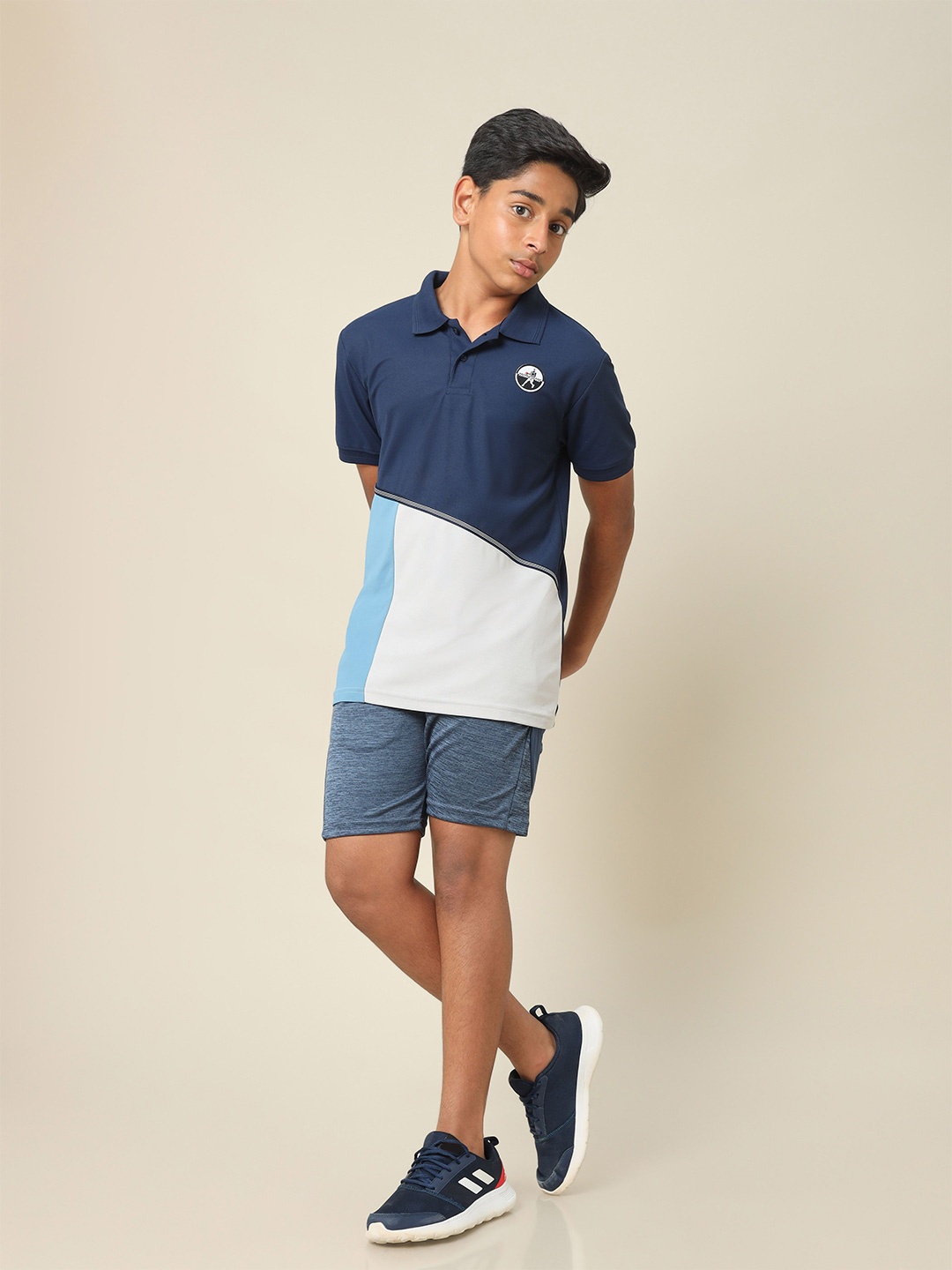 

Technosport Boys Summer Vacation Polo Collar UPF50 Slim Fit T-shirt, Navy blue
