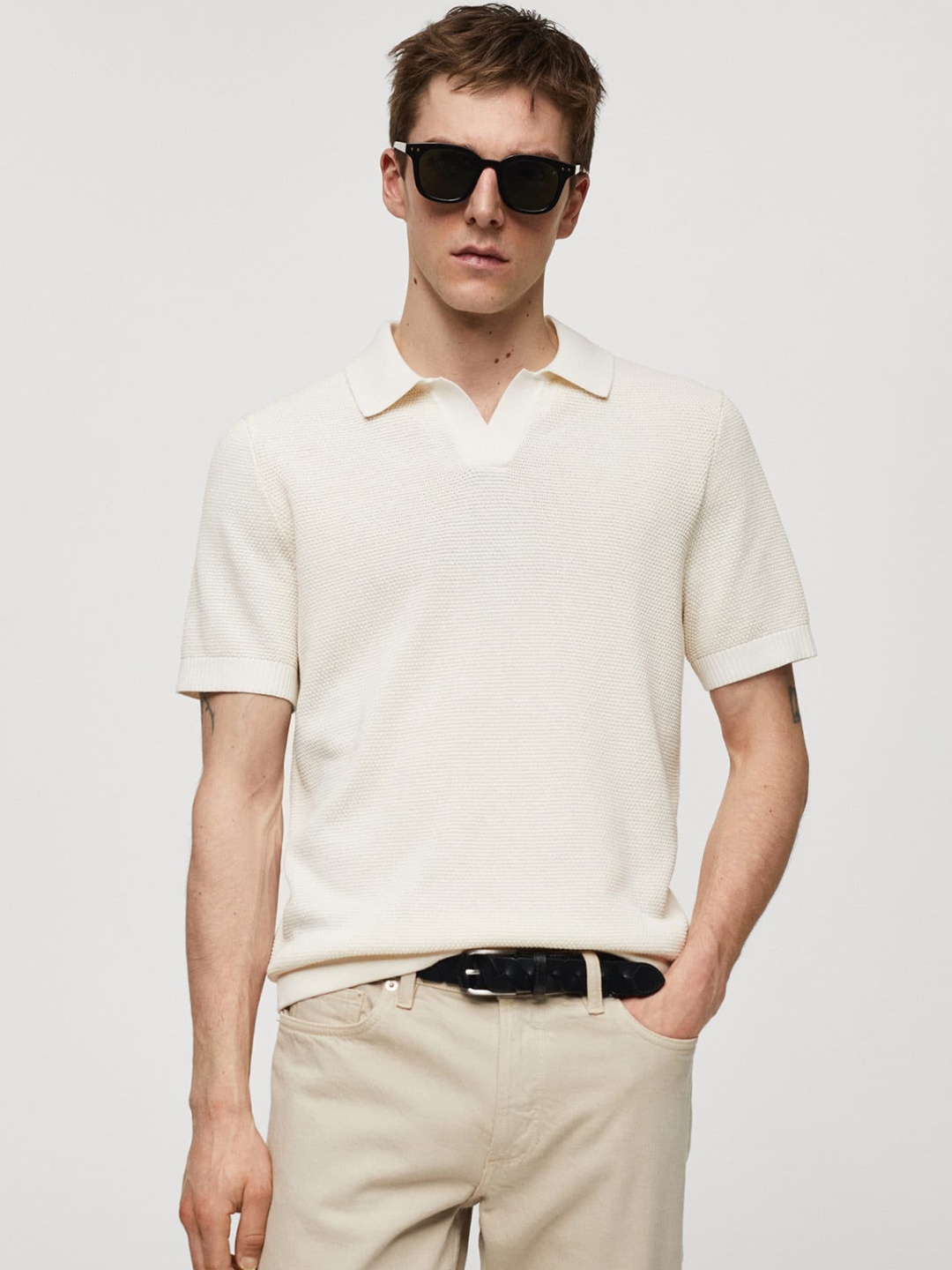

MANGO MAN Polo Collar T-shirt, Off white