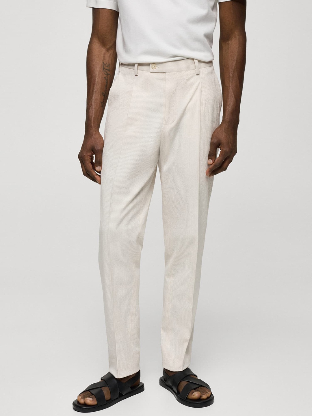 

MANGO MAN Slim Fit Trousers, Off white