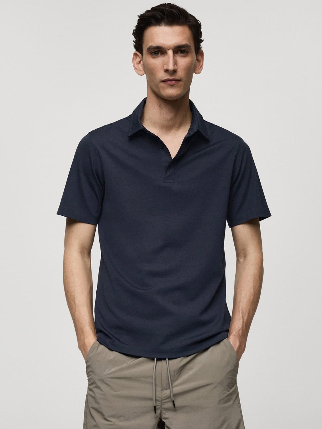 

MANGO MAN Quick-Drying Slim Fit Polo T-shirt, Navy blue