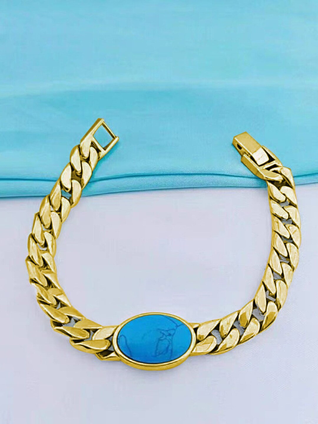 

VAGHBHATT Men Stainless Steel Gold-Plated Link Bracelet