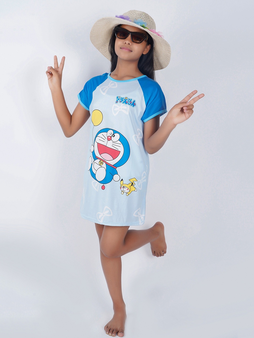 

BAESD Girls Kaftan Polo Round Neck Top, Blue