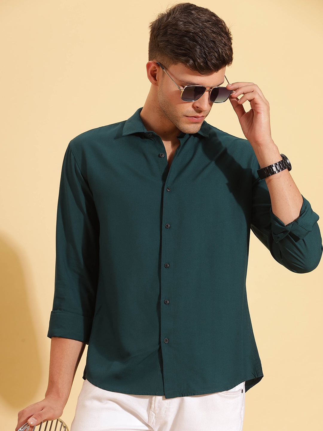 

HERE&NOW Slim Fit Spread Collar Shirt, Teal