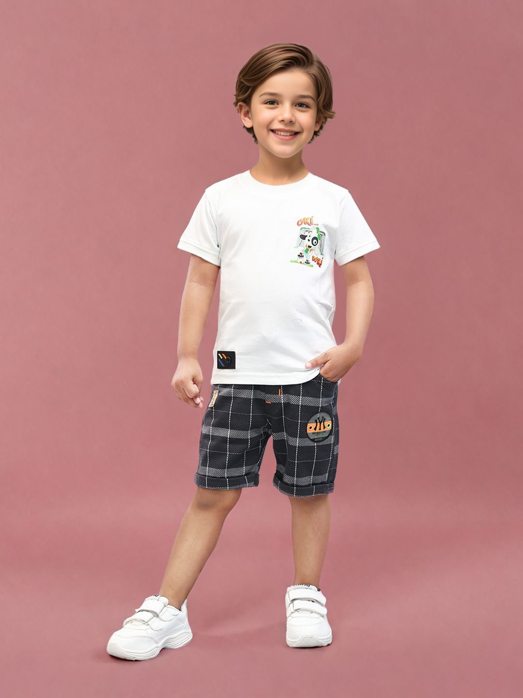

Toonyport Boys Printed T-shirt With Short, White