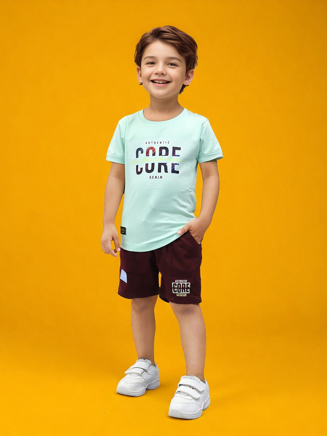 

Toonyport Boys Printed Pure Cotton T-shirt With Shorts, Blue