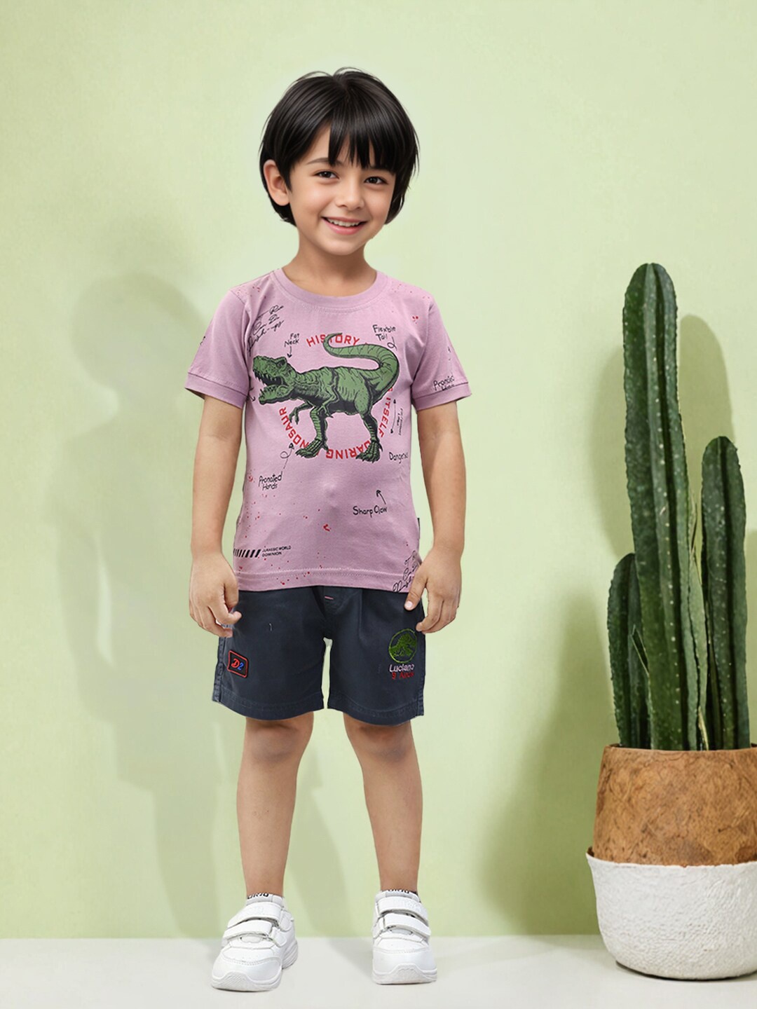 

Toonyport Boys Printed Pure Cotton T-shirt With Shorts, Purple