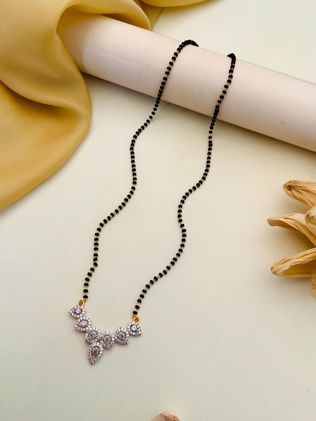 

Anouk Gold-Plated Stone-Studded and Beaded Mangalsutra