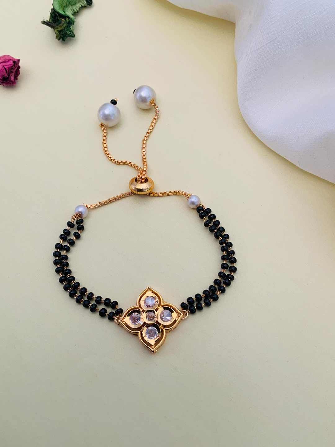 

Anouk Black Gold-Plated Stones & Beads Mangalsutra