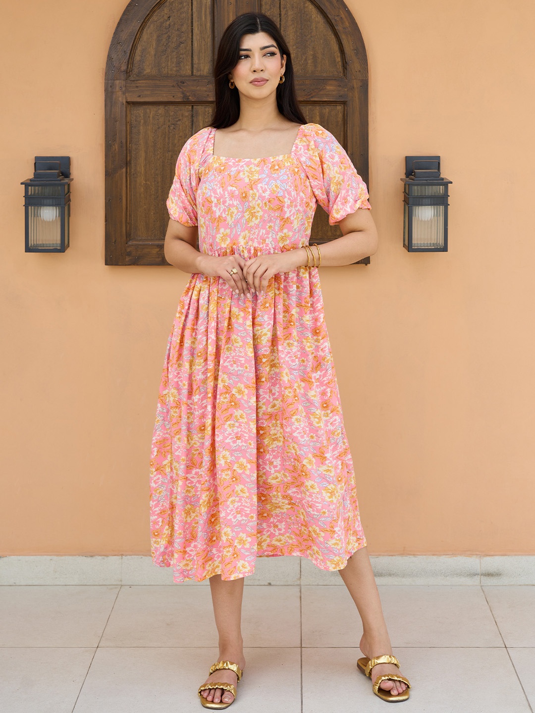 

Libas Floral Printed Maxi Dress, Peach