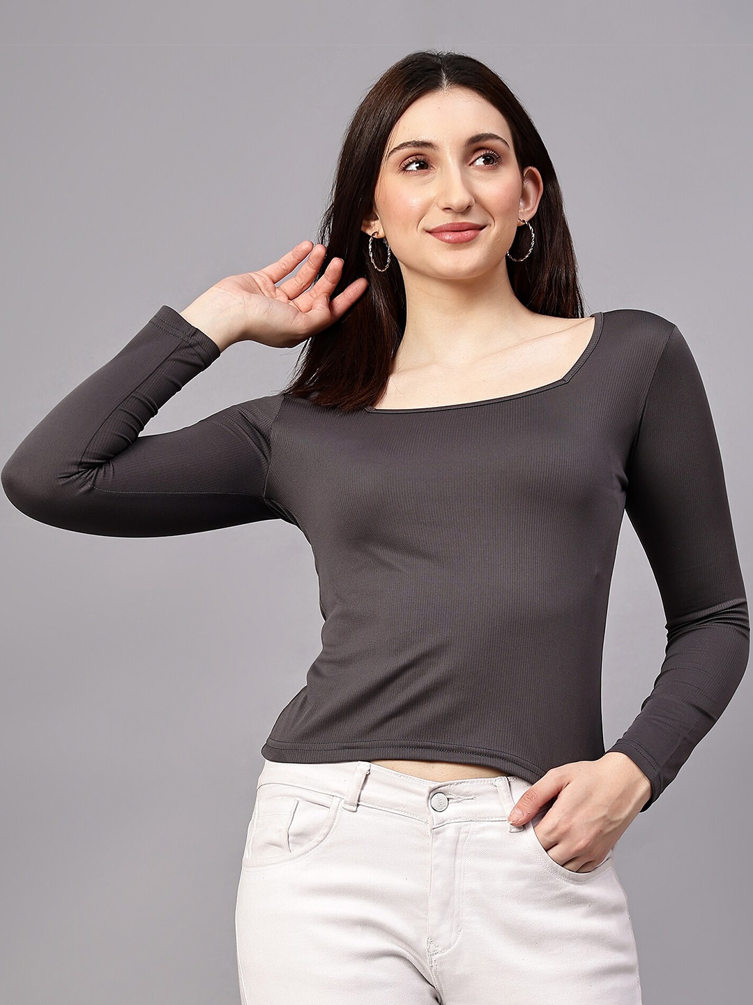 

DIAZ Cotton Crop Top, Grey