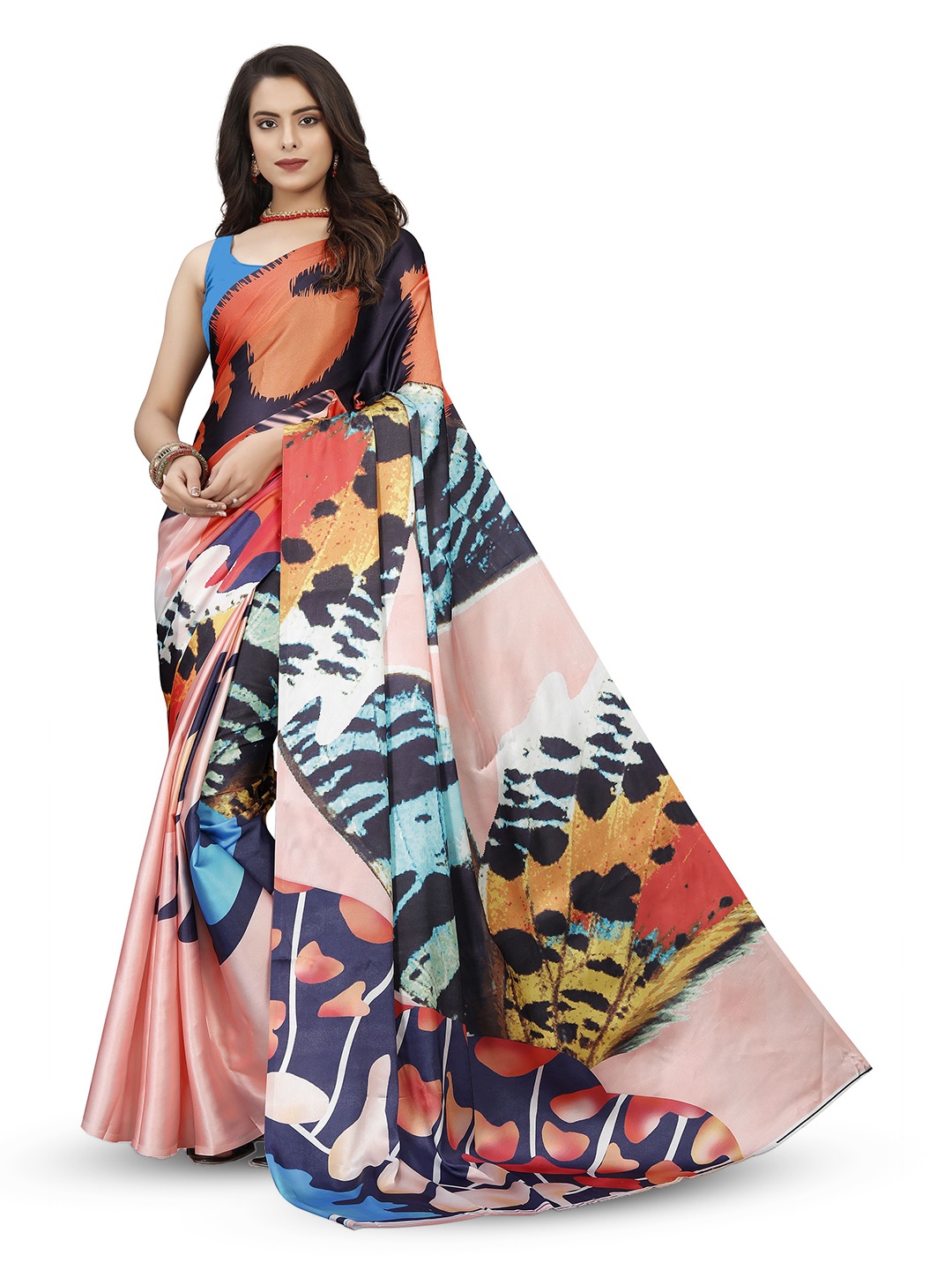 

Mitera Satin Saree, Orange