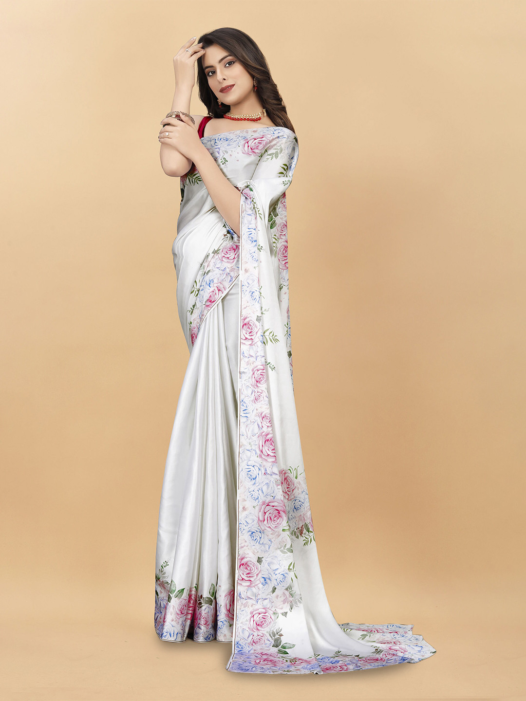 

Mitera Satin Banarasi Saree, Grey