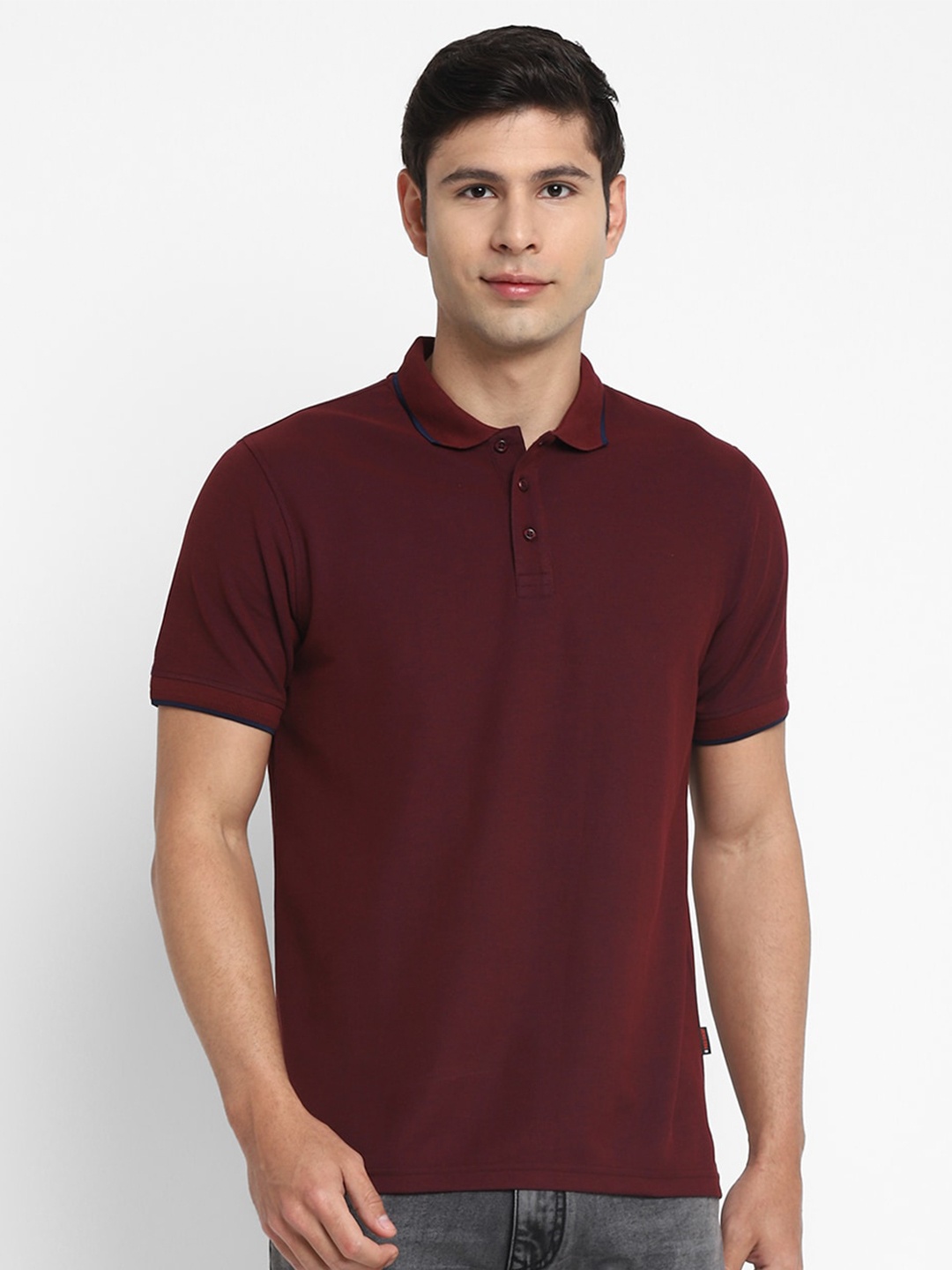 

Red Chief Men Solid Polo Collar T-shirt, Maroon