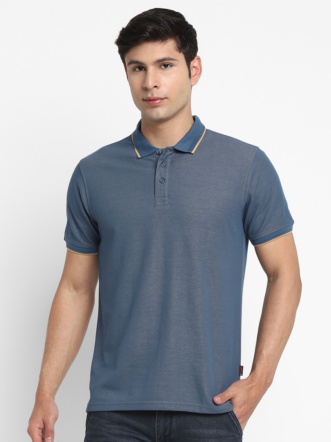 

Red Chief Men Solid Polo Collar T-shirt, Blue