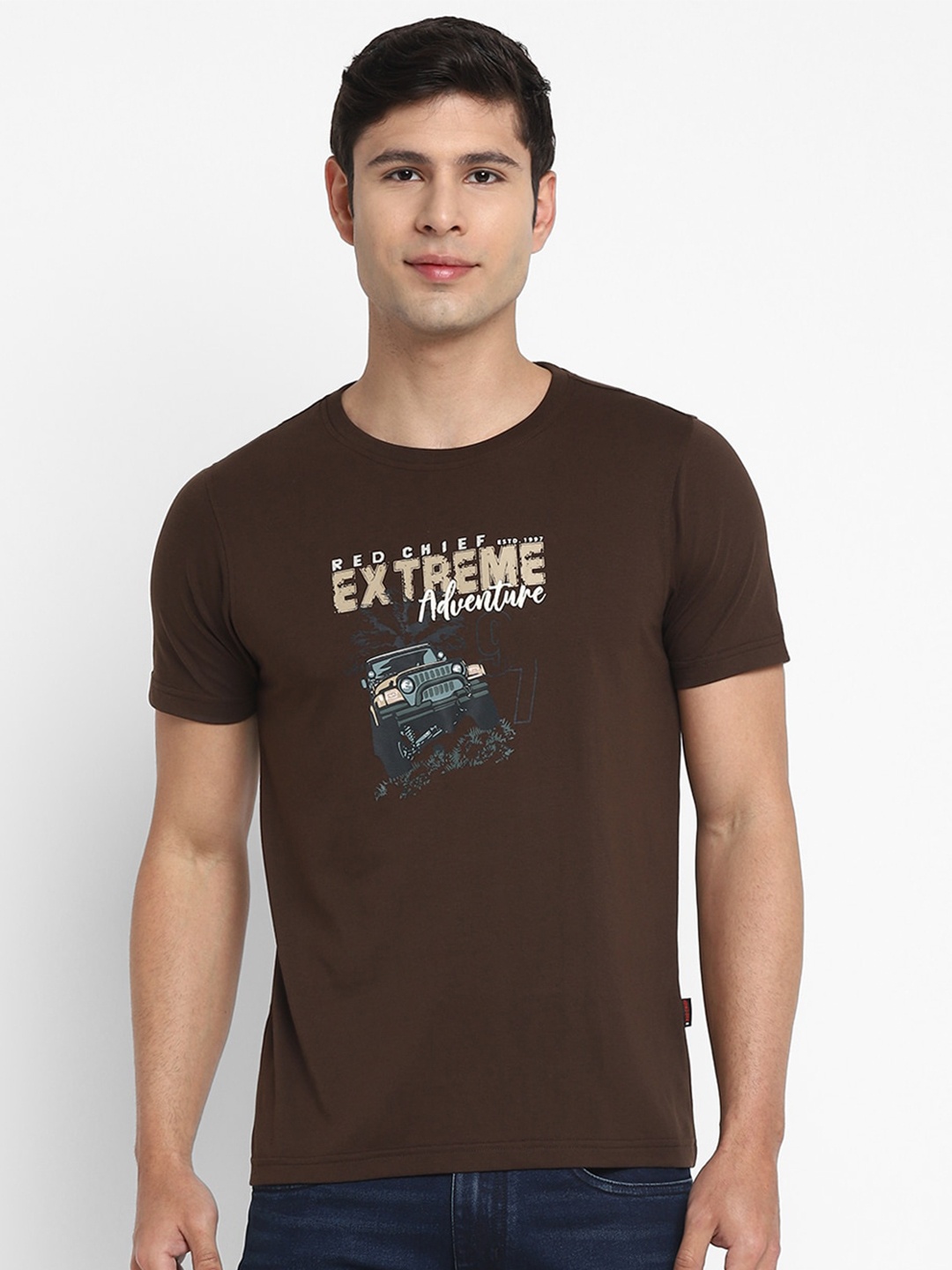 

Red Chief Men Typography Printed T-shirt, Brown