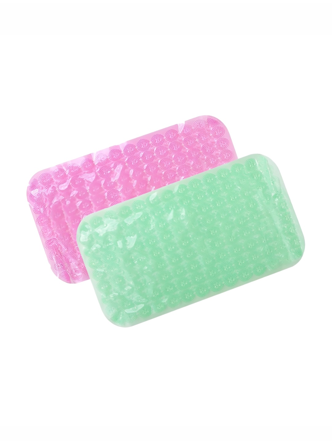 

Savya Home Green & Pink 2 Pieces Textured 210 GSM Anti Skid Bath Mats