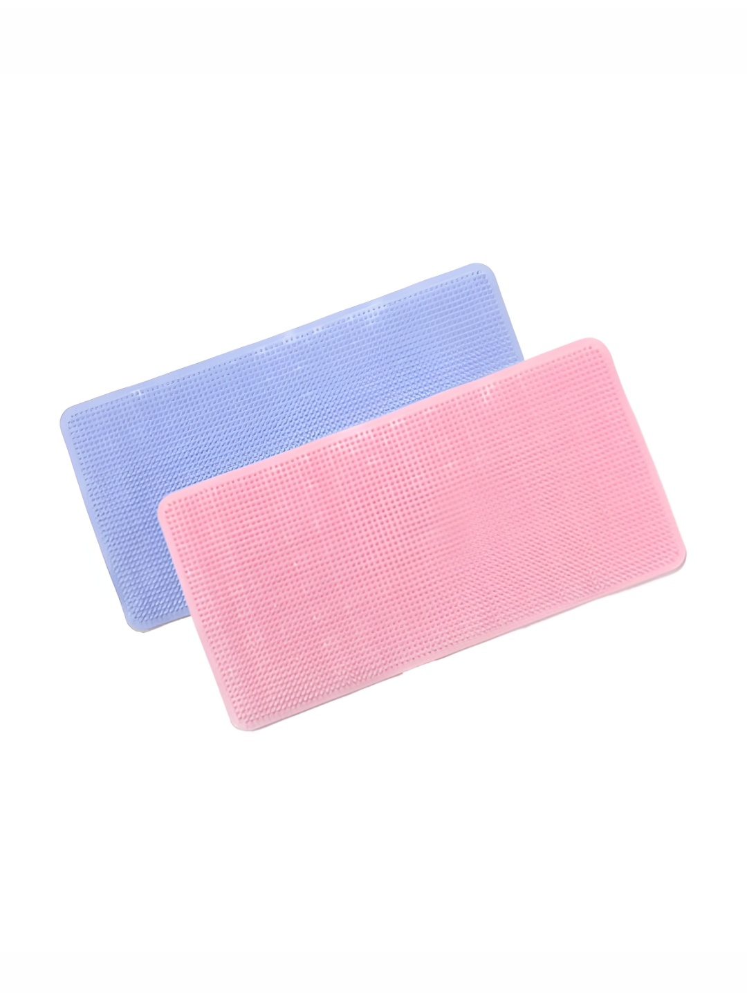 

Savya Home 2 Pieces Pink & Blue Textured Polyester PVC Non-Slip 210GSM Bath Mats