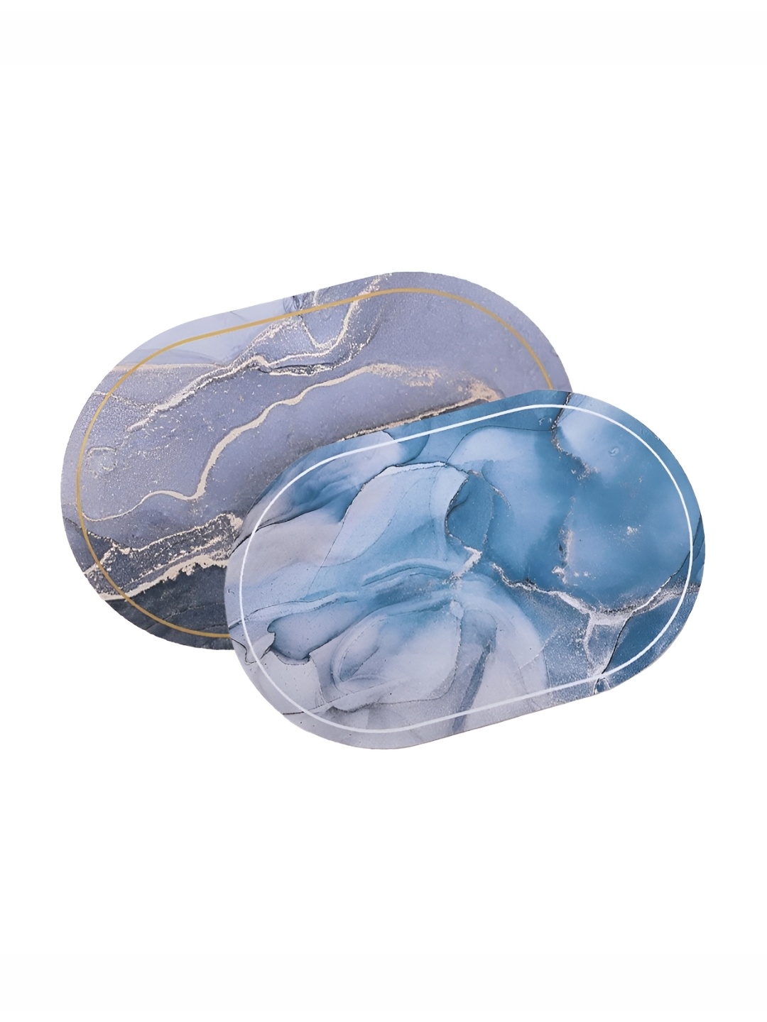 

Savya Home Blue & Grey 2 Pcs Printed 210 GSM Anti Skid Bath Rugs