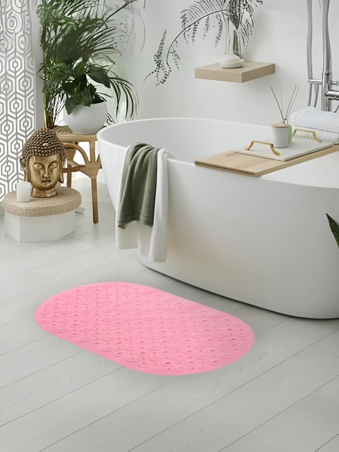 

SAVYA HOME Pink Textured 210 GSM Non-Slip Bath Mat