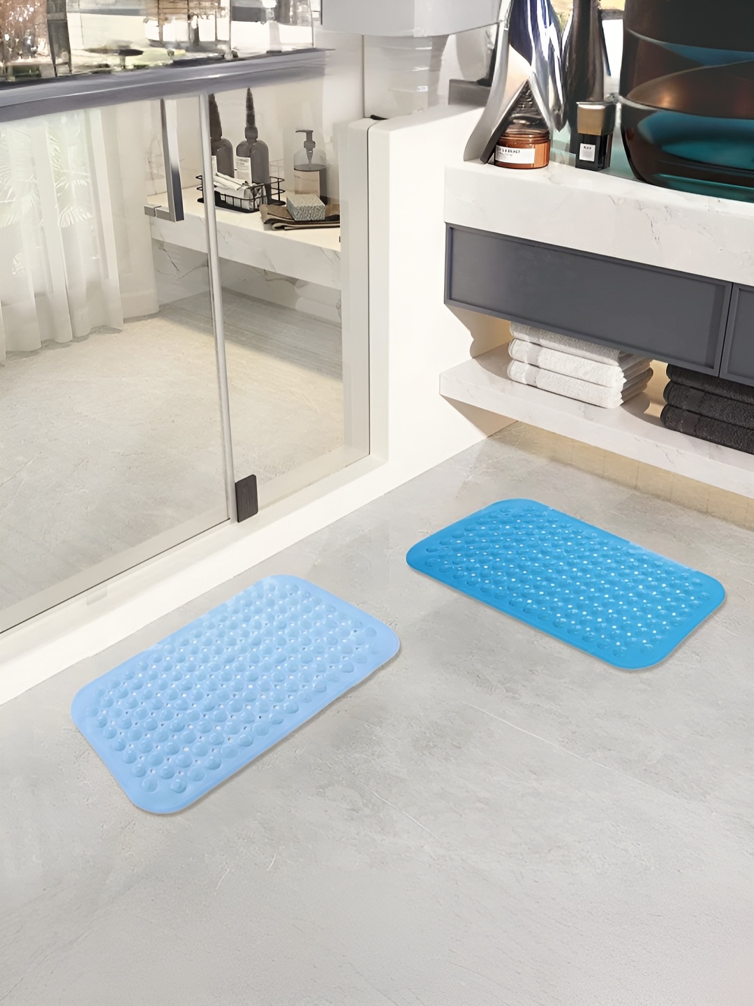 

Savya Home Blue Textured 210 GSM Anti-Skid Bath Mat