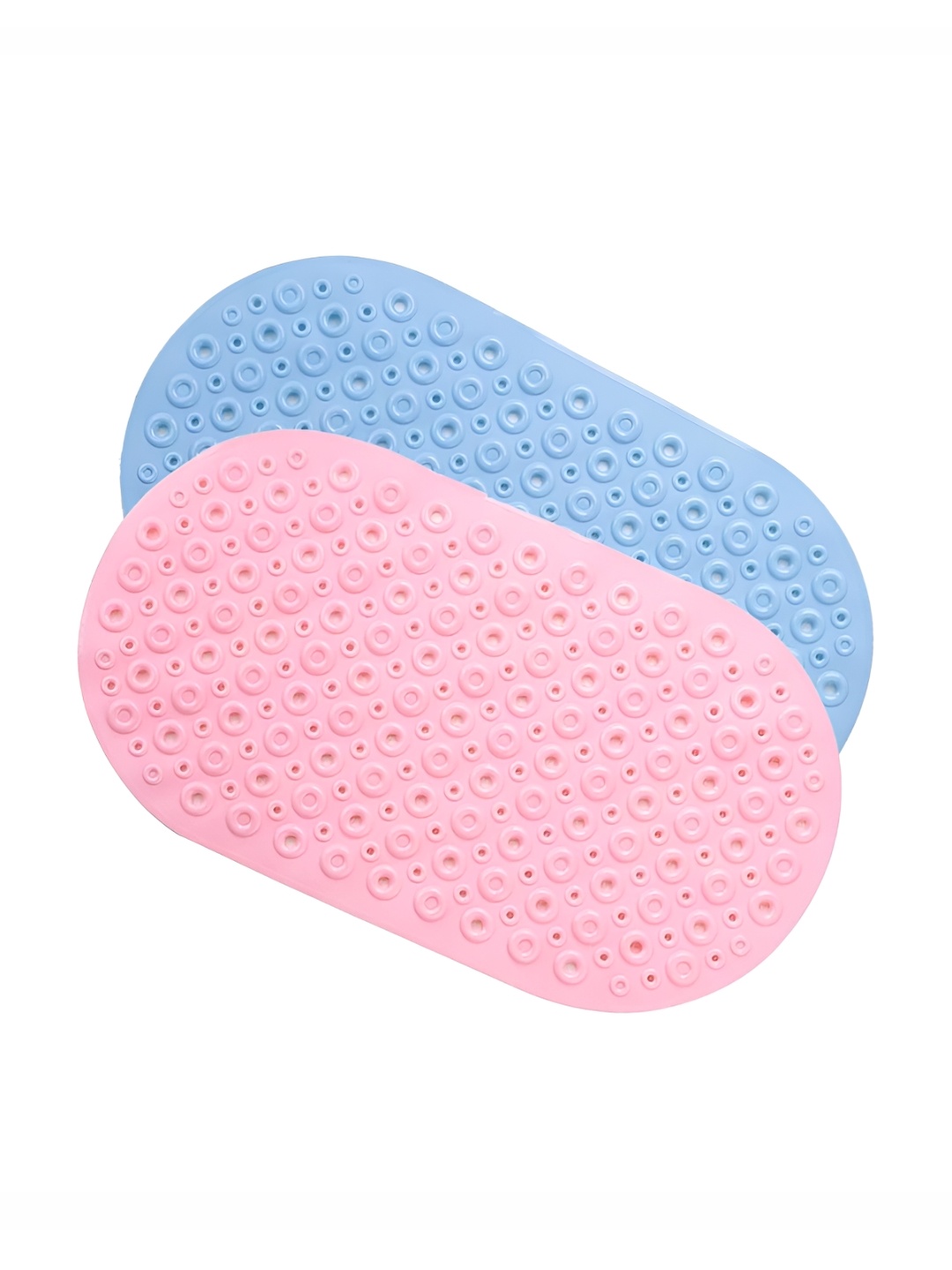 

SAVYA HOME 2 Pieces Blue & Pink PVC Non-Slip 210 GSM Polyester Bath Mats