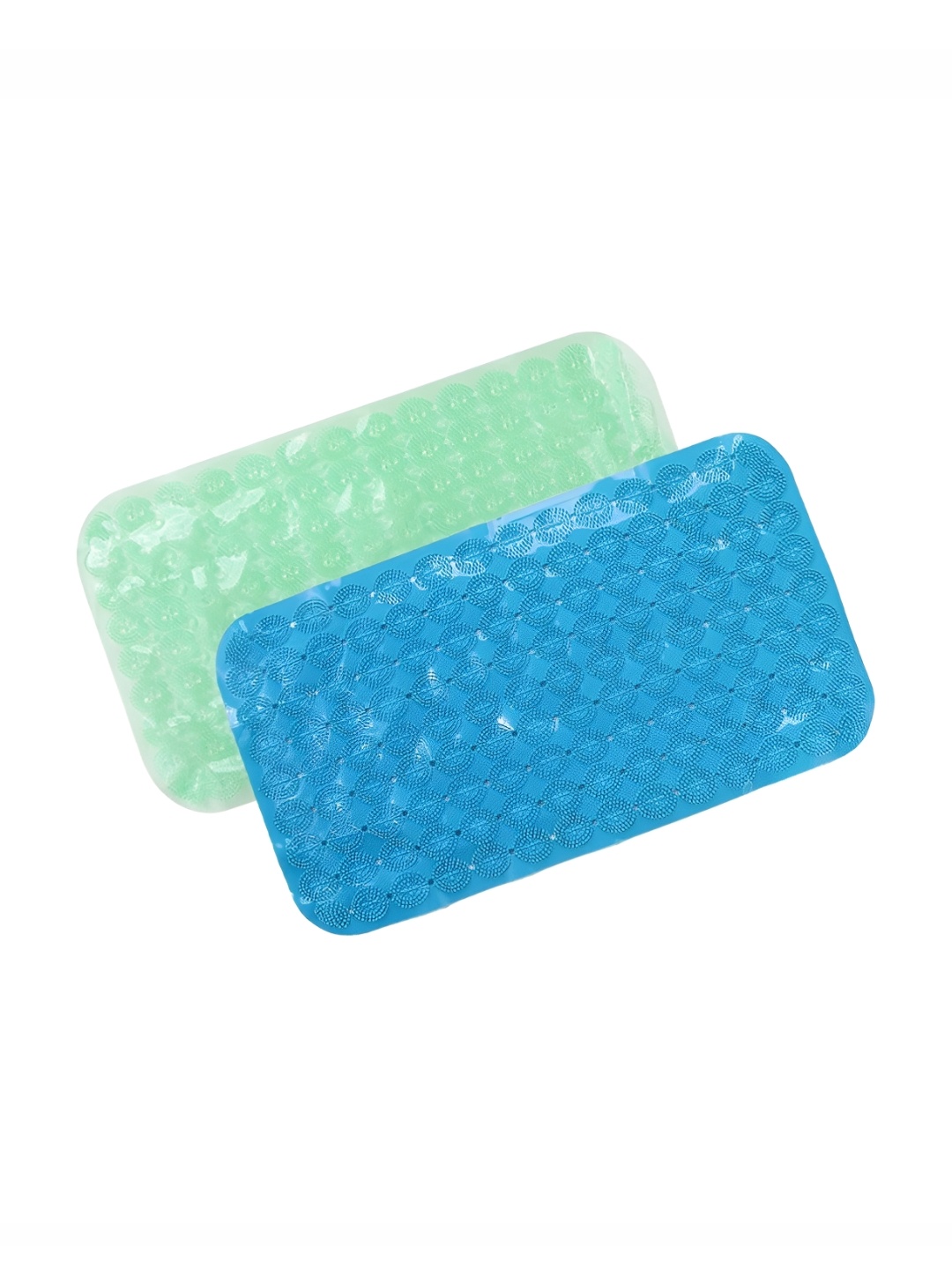 

SAVYA HOME 2 Pieces Green & Blue Anti-Skid 210 GSM Polyester Bath Mats