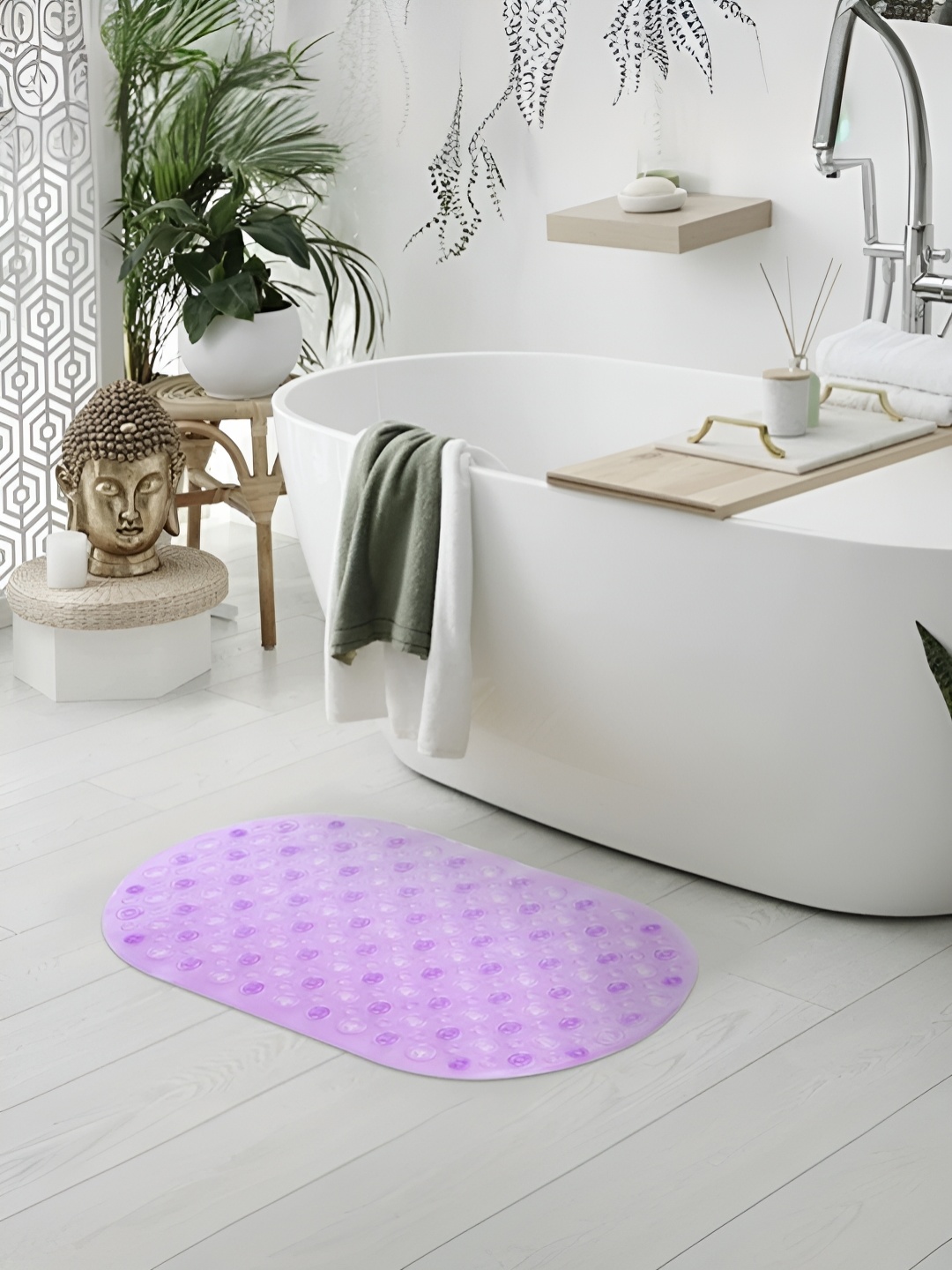 

SAVYA HOME Purple Non-Slip 210 GSM Polyester Bath Mat