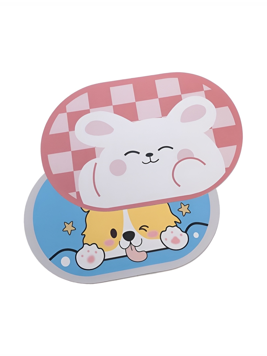 

Savya Home Pink & Blue 2 Pieces Printed 210 GSM Anti Skid Bath Mats
