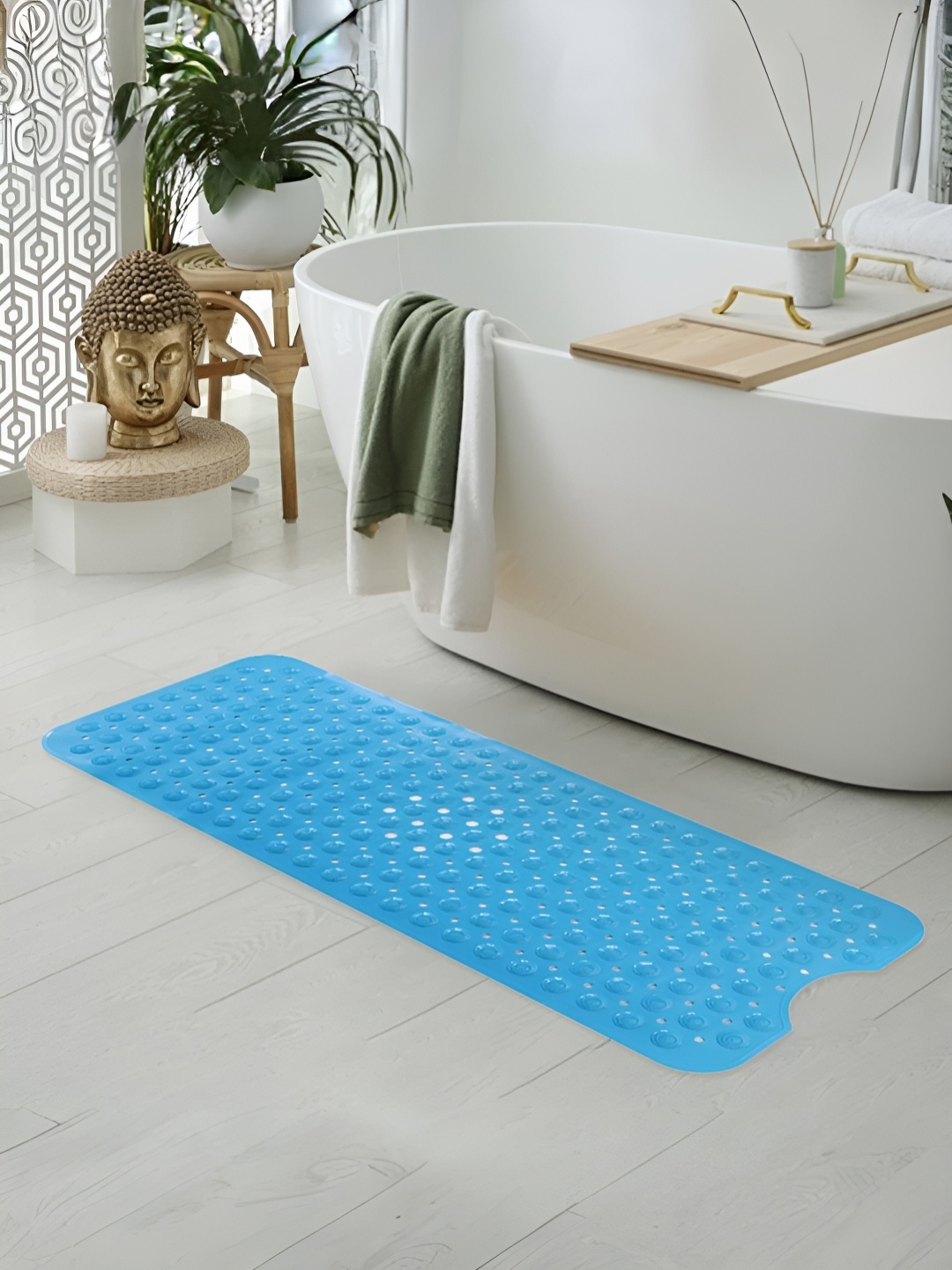 

Savya Home Blue 210 GSM PVC Accu-Pebble Anti Skid Bath Mat