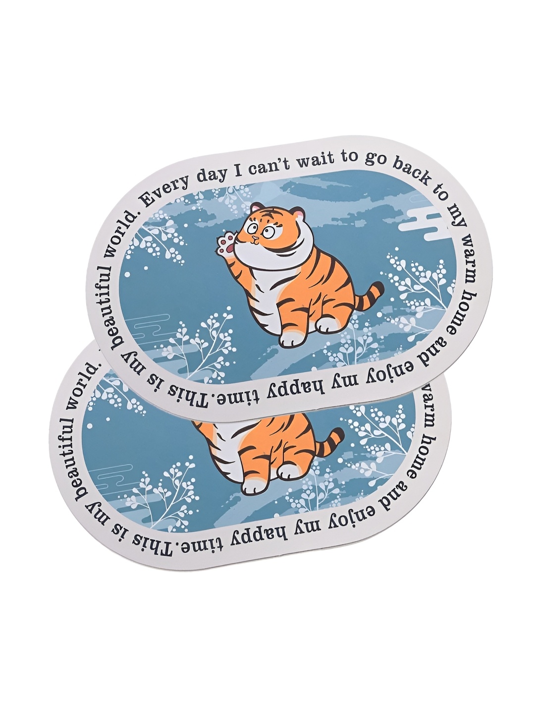 

SAVYA HOME Blue & Grey Conversational Printed 210 GSM Anti-Skid Bath Mat